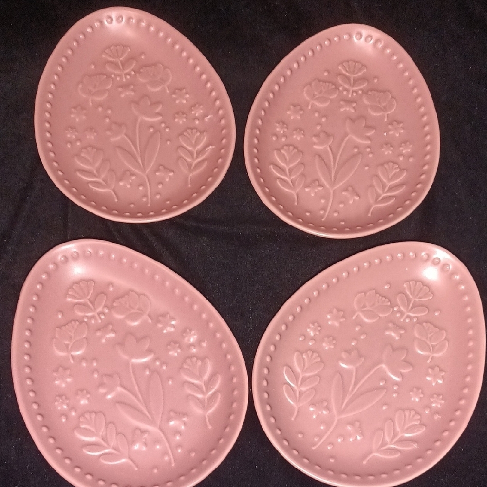 Easter Floral Pink Ceramic Plates Set Of 4